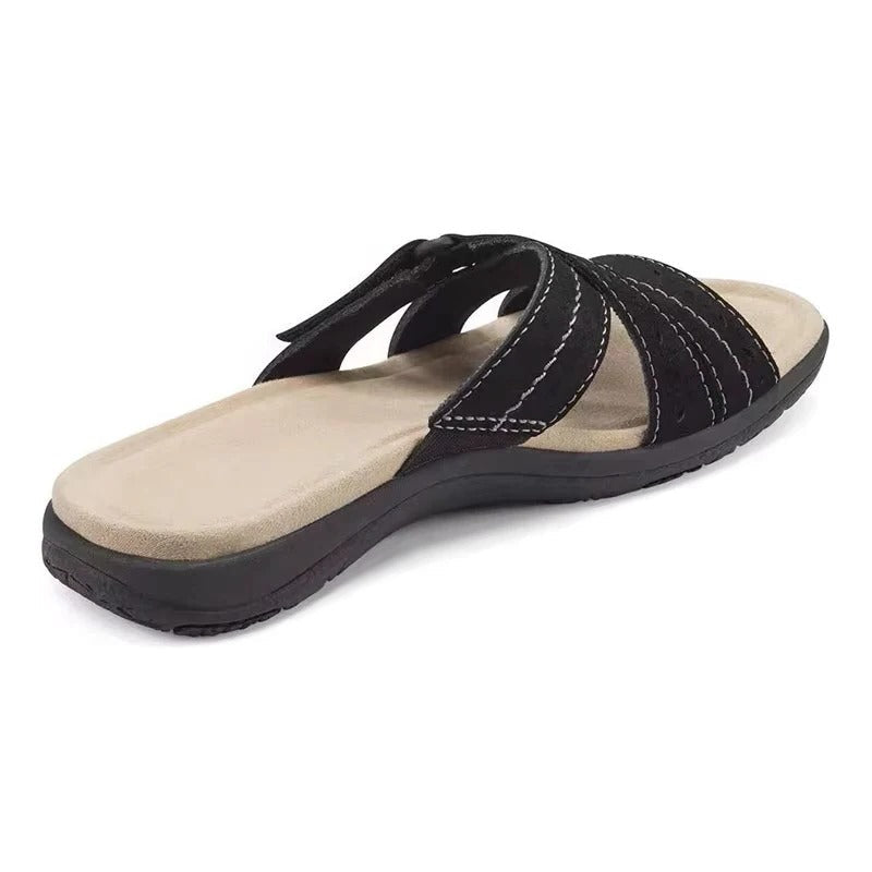 Women's Adjustable Hook and Loop Summer Walking Sandals - Comfortable, Breathable Footwear for Outdoor Activities