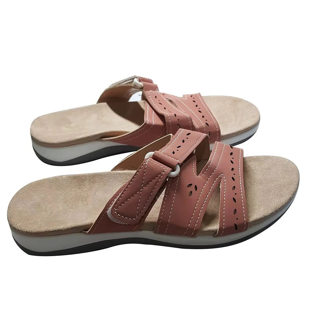 Women's Adjustable Hook and Loop Summer Walking Sandals - Comfortable, Breathable Footwear for Outdoor Activities