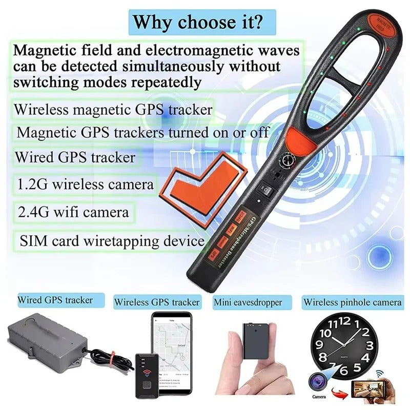 Portable RF Signal & Magnetic Field Detector Scanner - Advanced Security & Privacy Protection Tool