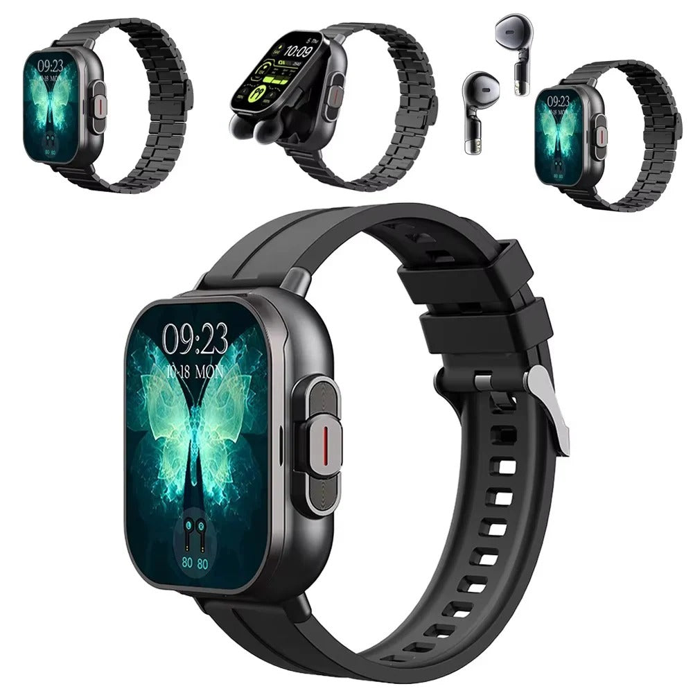Smartwatch with Built-In TWS Earbuds, 2-Inch Touchscreen Display, Fitness Tracker & Bluetooth Connectivity
