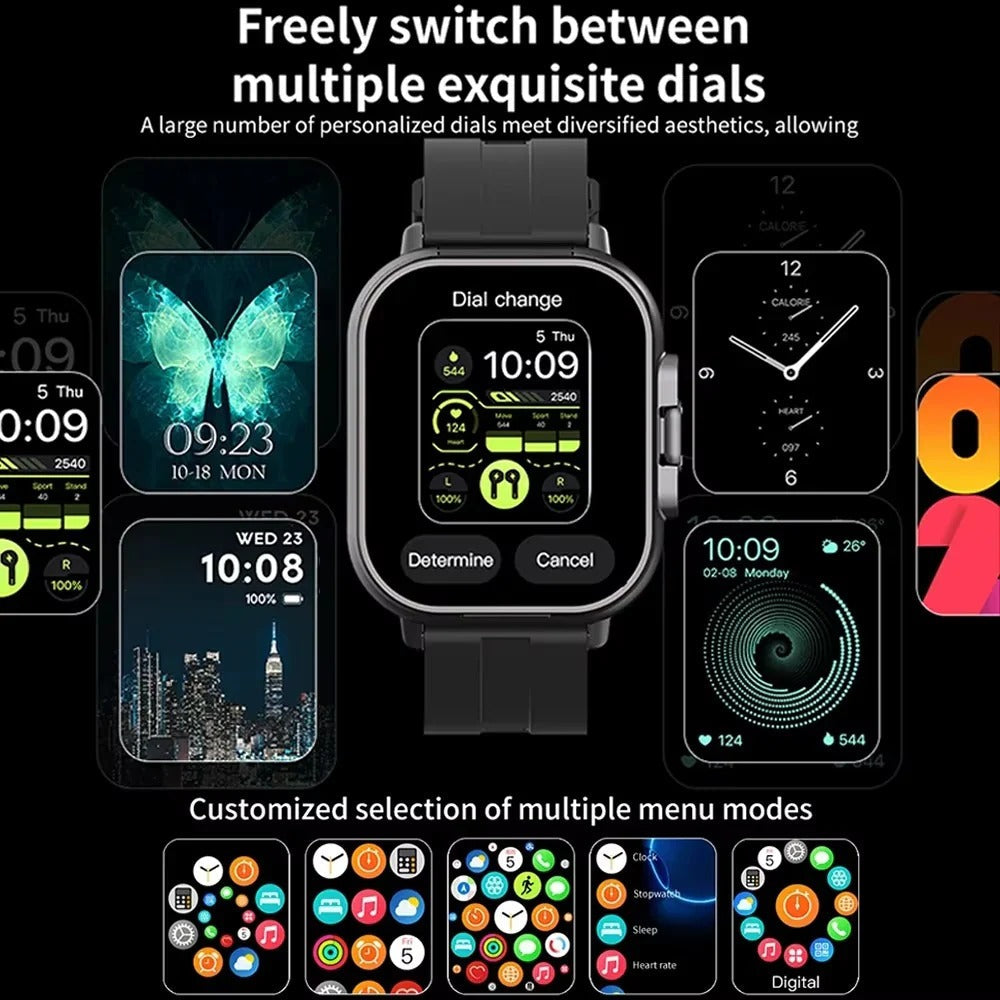 Smartwatch with Built-In TWS Earbuds, 2-Inch Touchscreen Display, Fitness Tracker & Bluetooth Connectivity