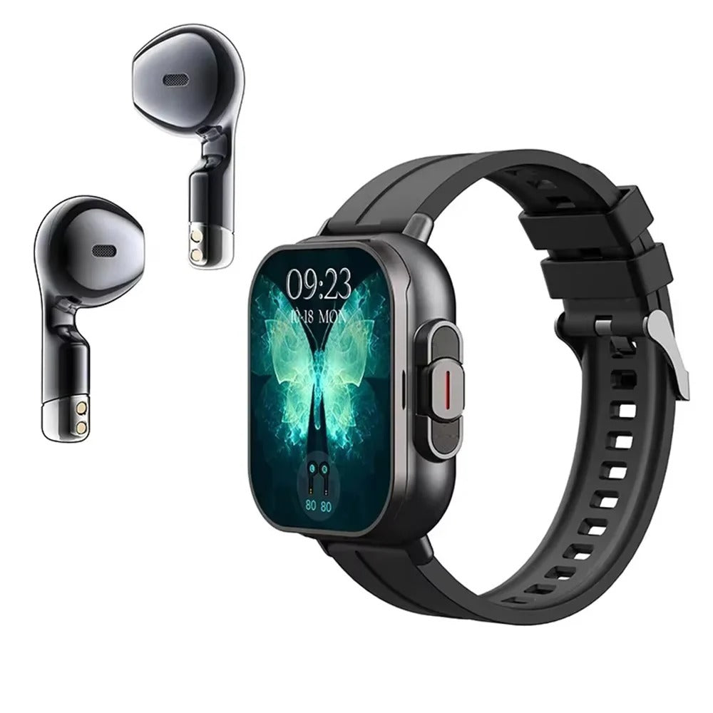 Smartwatch with Built-In TWS Earbuds, 2-Inch Touchscreen Display, Fitness Tracker & Bluetooth Connectivity