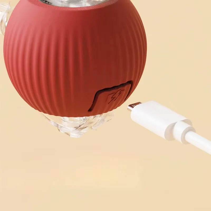 Motorized Rolling Cat Toy with Interactive Fiber Tail - Engaging Play for Cats