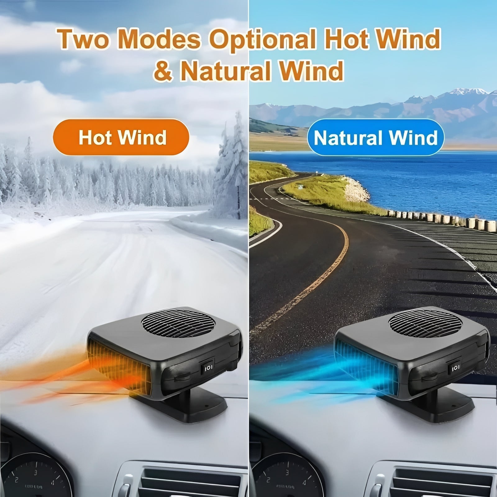 2-in-1 Portable Car Heater & Cooling Fan - Ideal for Windshield Defrosting & Summer Comfort