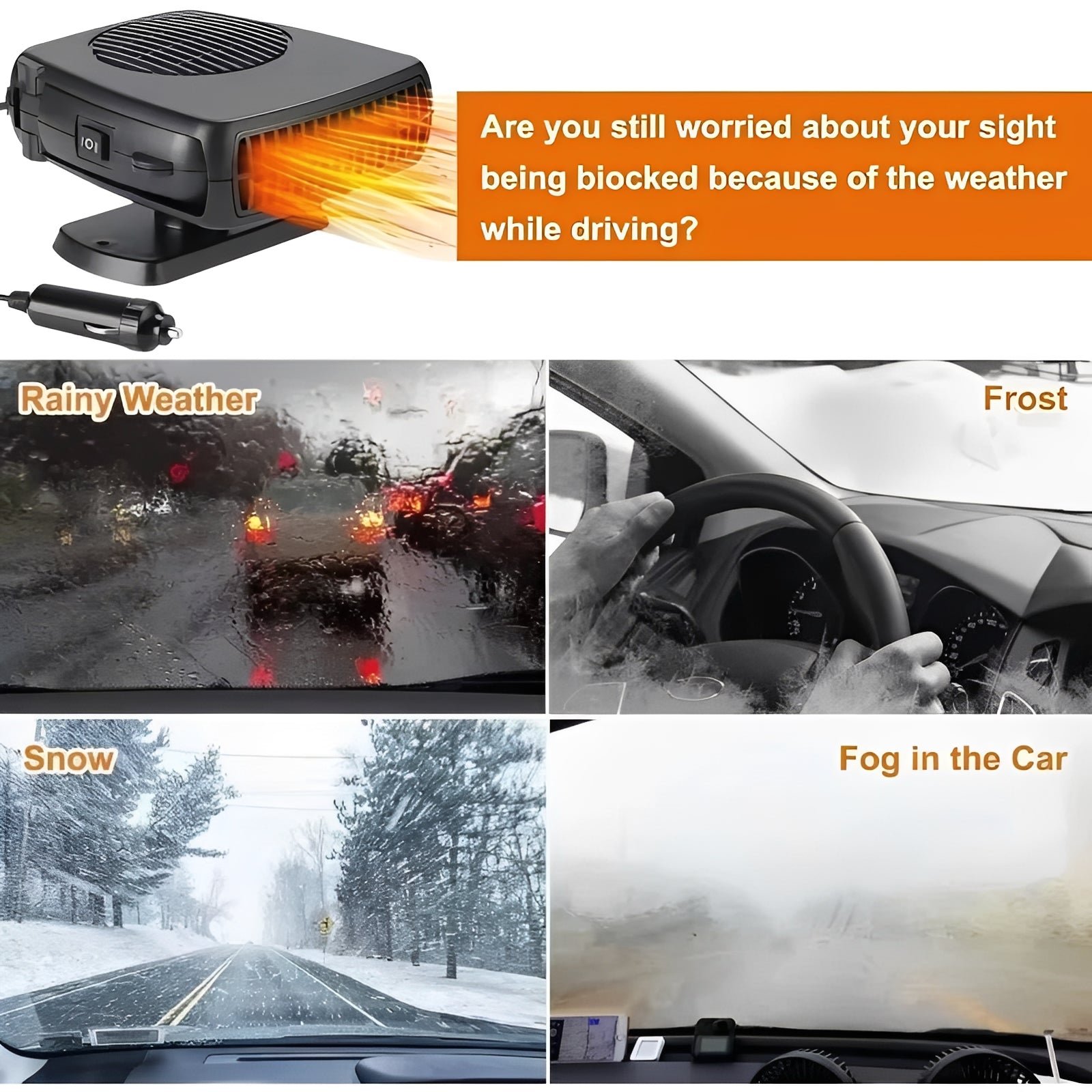 2-in-1 Portable Car Heater & Cooling Fan - Ideal for Windshield Defrosting & Summer Comfort