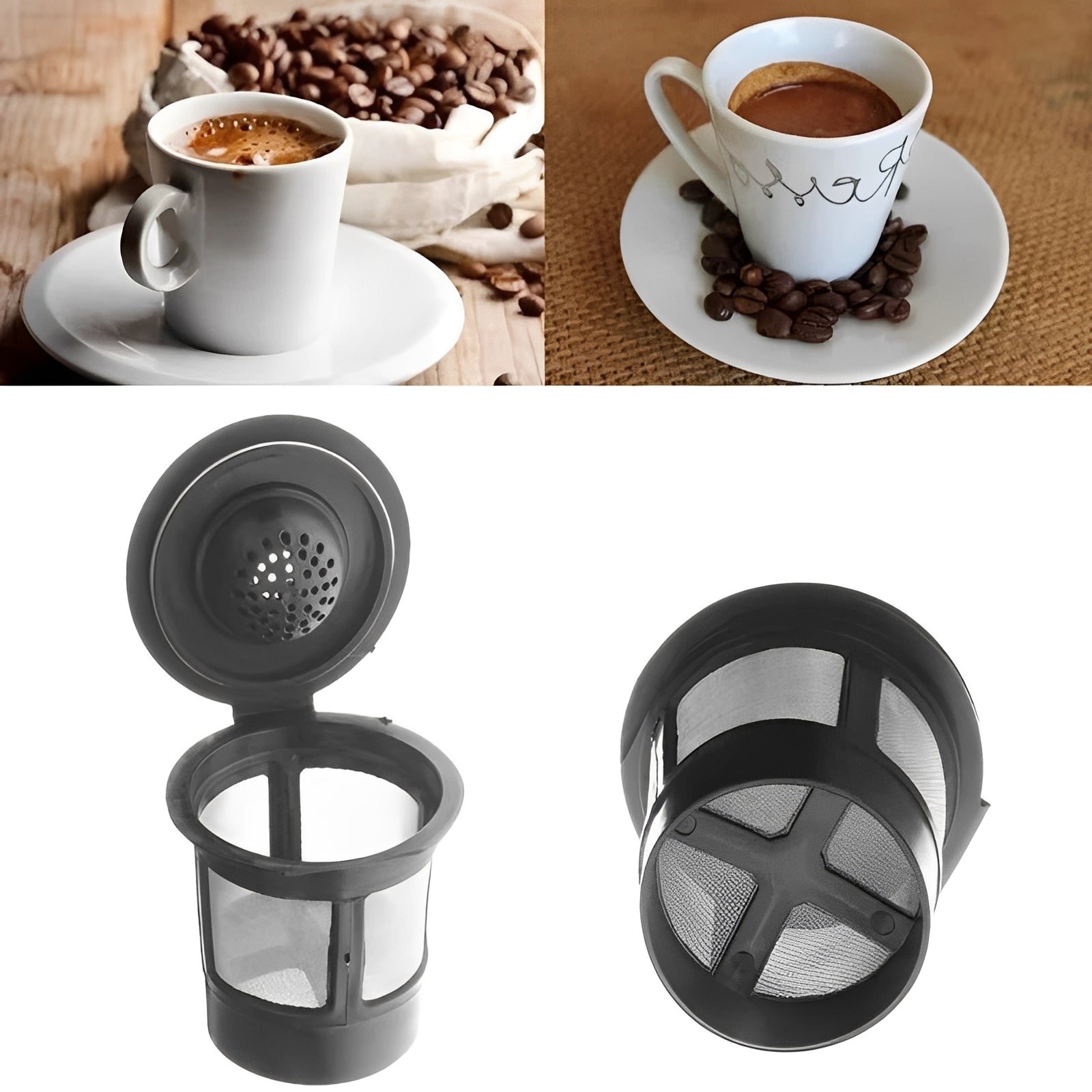 3-Pack Reusable Coffee Filters with Stainless Steel Micro Hole Screen - Eco-Friendly & Durable Coffee Brewing Solution
