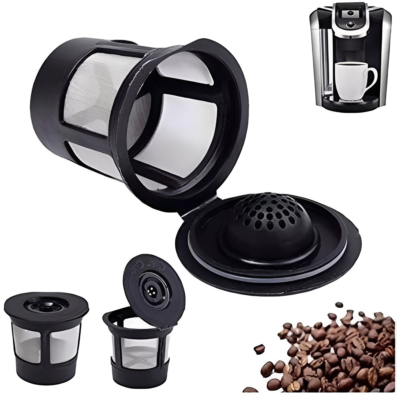 3-Pack Reusable Coffee Filters with Stainless Steel Micro Hole Screen - Eco-Friendly & Durable Coffee Brewing Solution