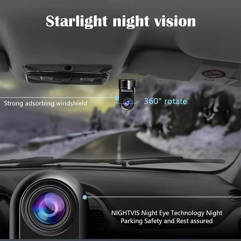 Compact 1080P Mini Dash Camera with 360° Rotating Lens & Night Vision Sensor for Enhanced Safety