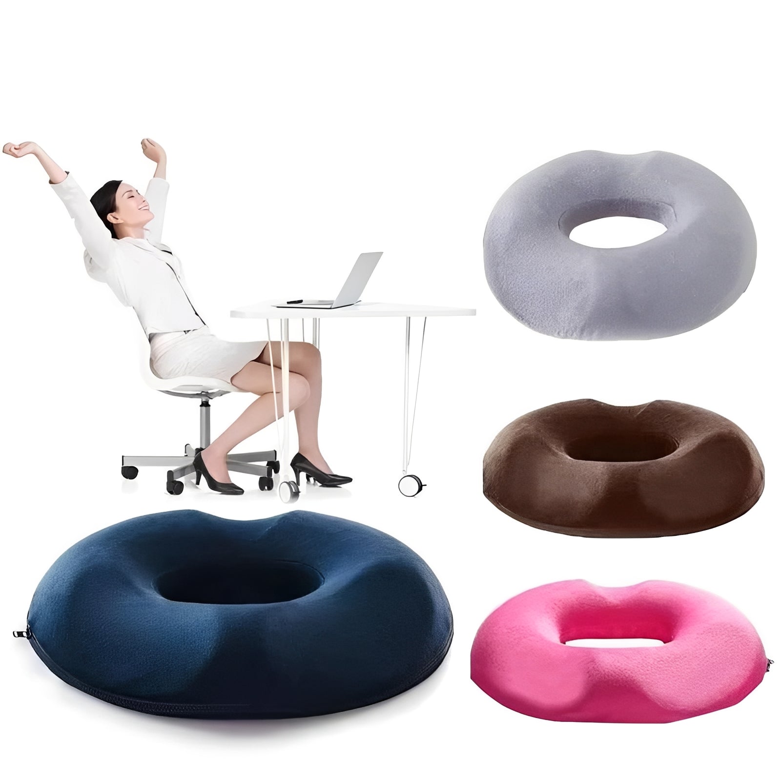 Portable Memory Foam Donut-Shaped Seat Cushion for Comfort & Support - Ideal for Home, Office, and Travel