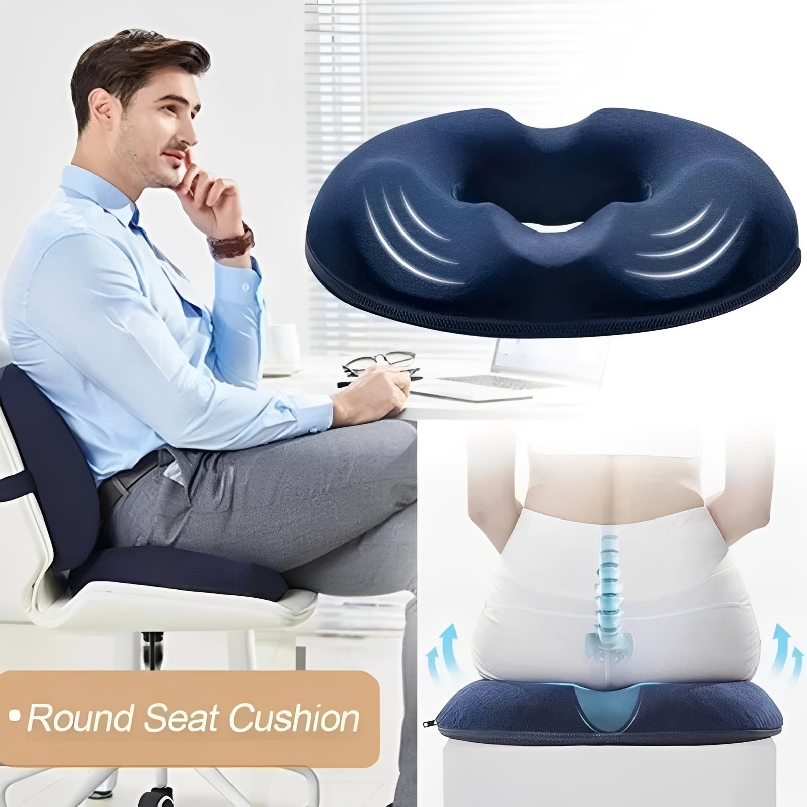 Portable Memory Foam Donut-Shaped Seat Cushion for Comfort & Support - Ideal for Home, Office, and Travel