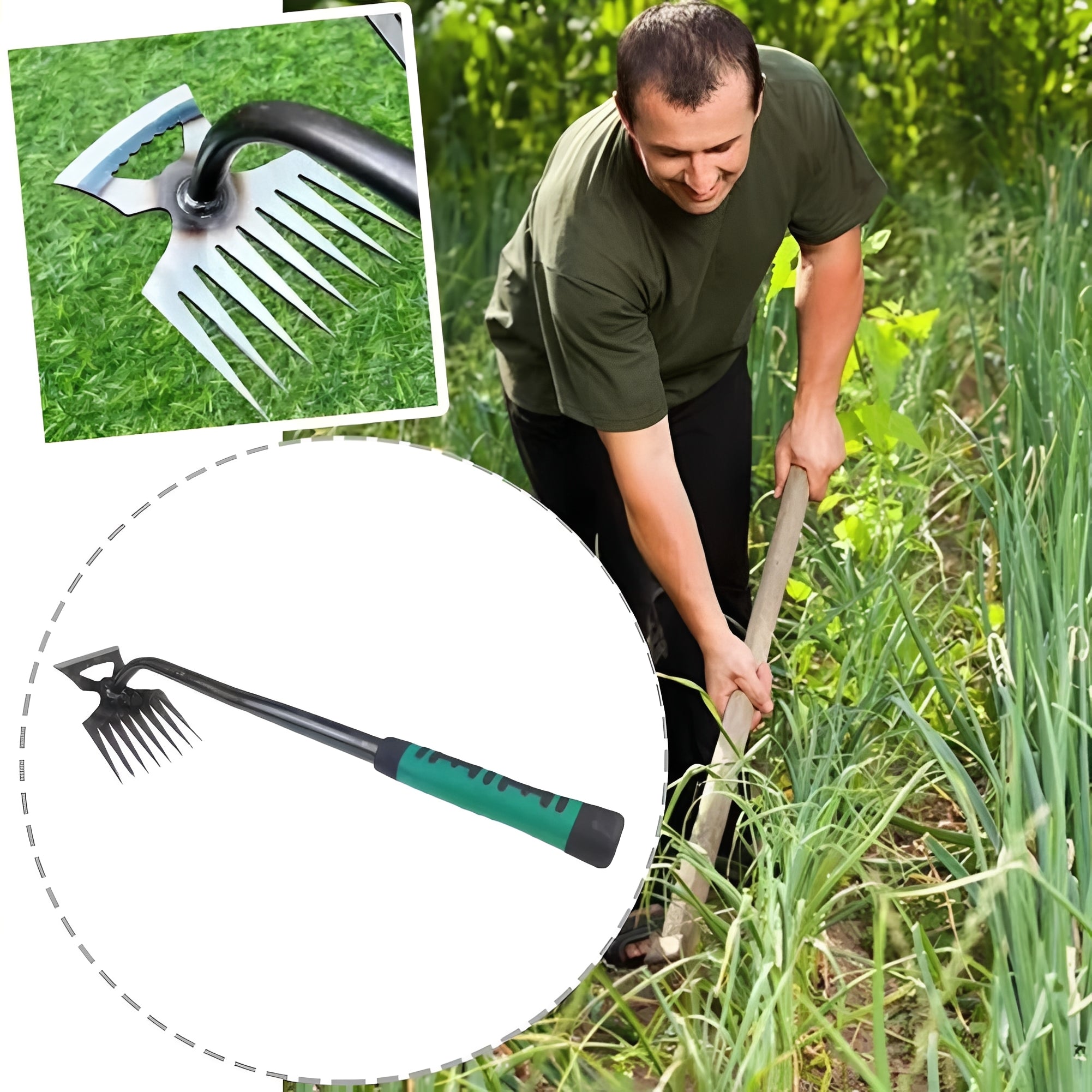 8-Tooth Hand Hoe for Efficient Gardening & Light Farming - Durable Cultivator Tool