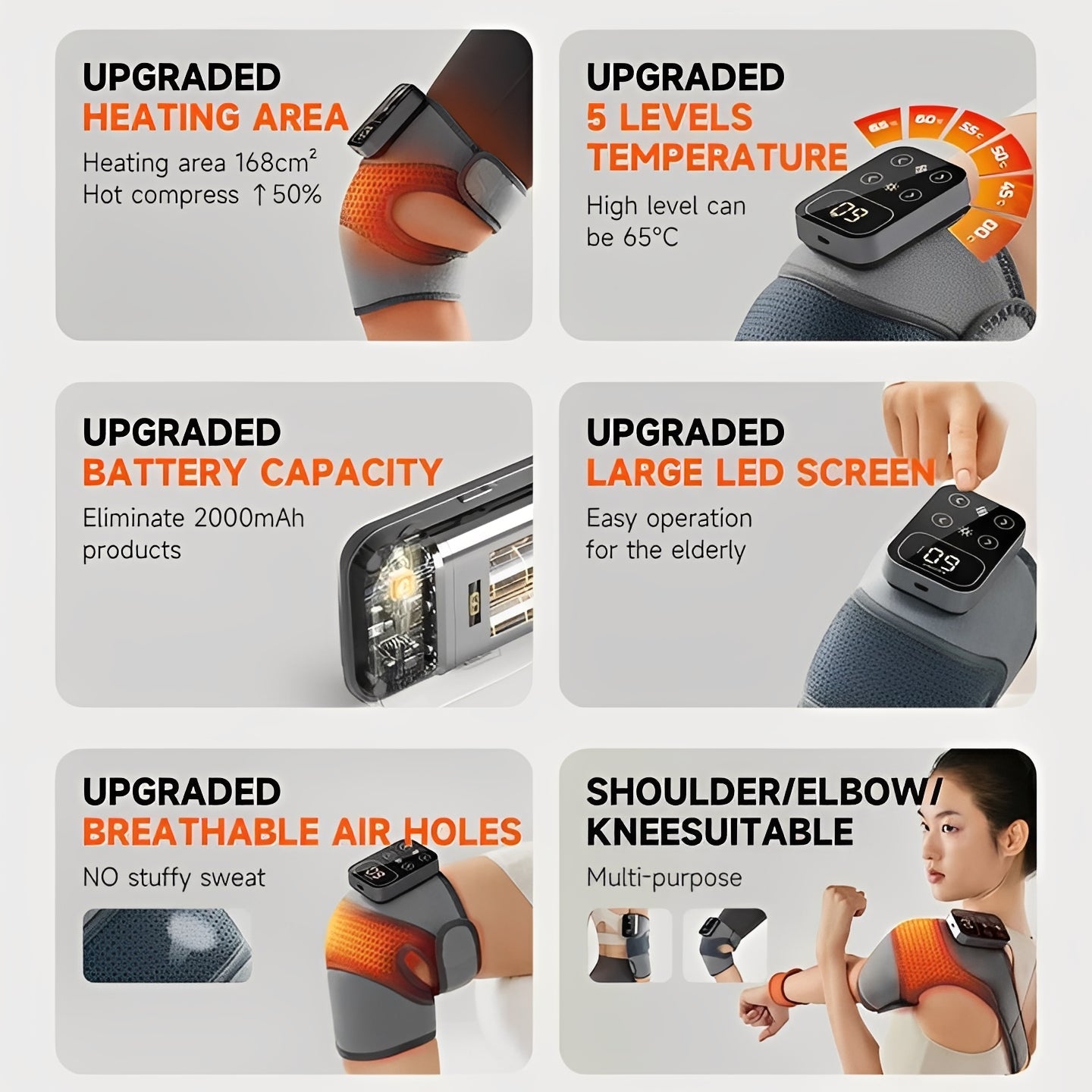 Cordless Infrared Heated Knee Massage Brace - Pain Relief & Comfort for Joint Support