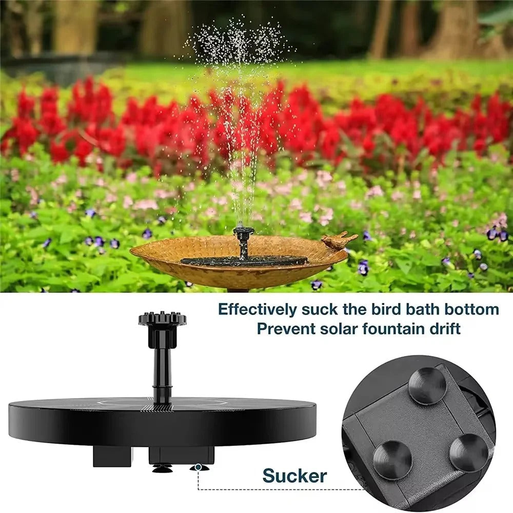 Solar-Powered Floating Fountain Pump for Bird Baths & Garden Ponds - Eco-Friendly Water Feature
