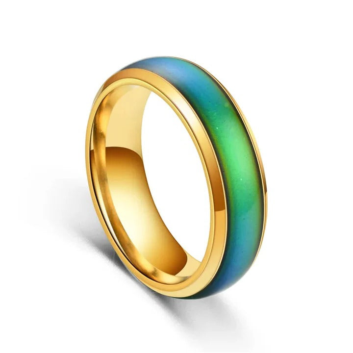 Thermochromic Mood Ring with Durable Stainless Steel Band - Color Changing Jewelry for Unique Style