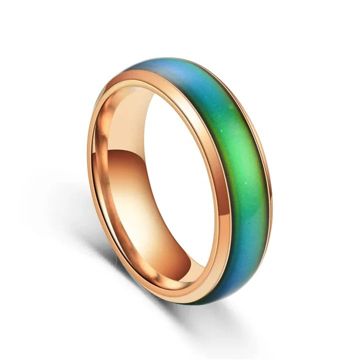 Thermochromic Mood Ring with Durable Stainless Steel Band - Color Changing Jewelry for Unique Style