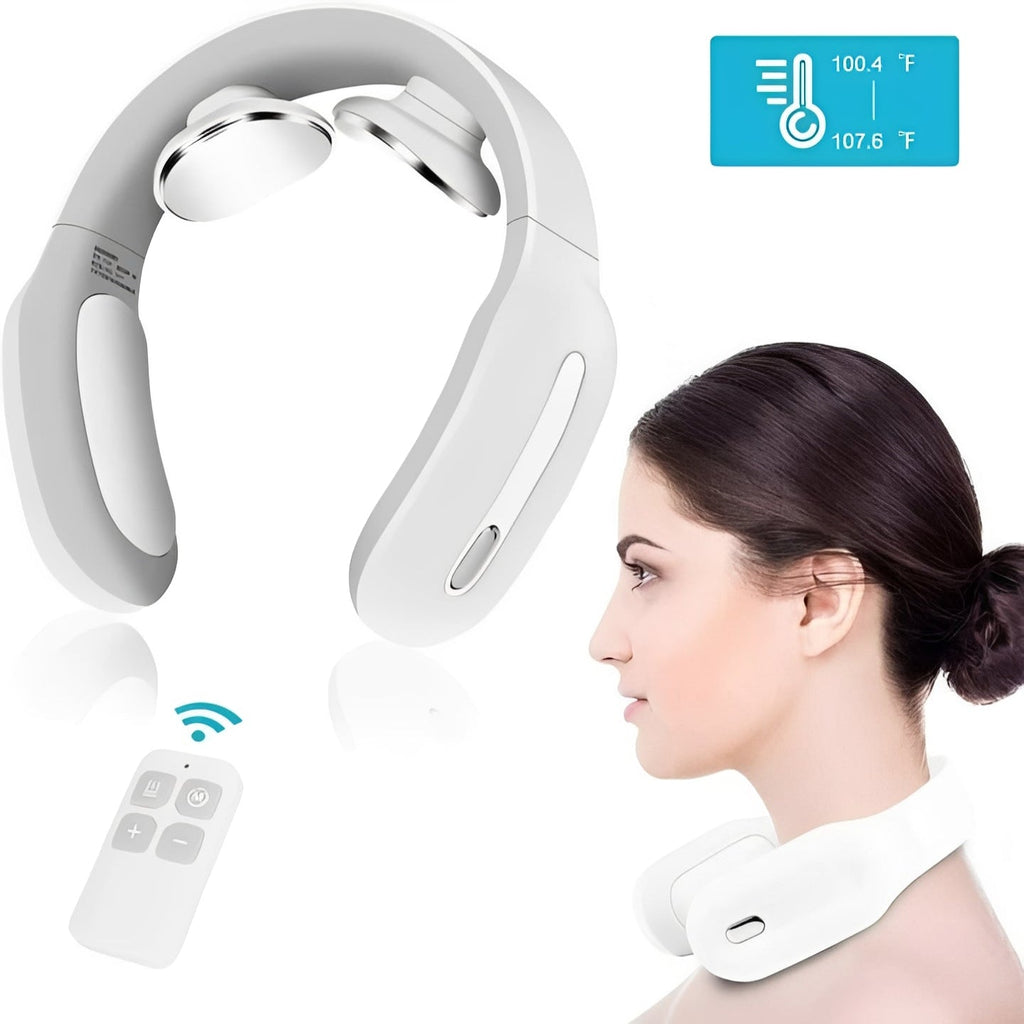 Rechargeable Neck Massager with Heat Therapy & Adjustable Pulse Modes - Relaxation & Pain Relief