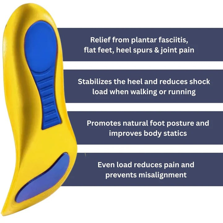 Orthotic Foot Support Insoles with Arch & Heel Design for Maximum Comfort and Pain Relief
