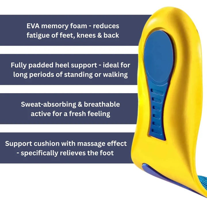 Orthotic Foot Support Insoles with Arch & Heel Design for Maximum Comfort and Pain Relief