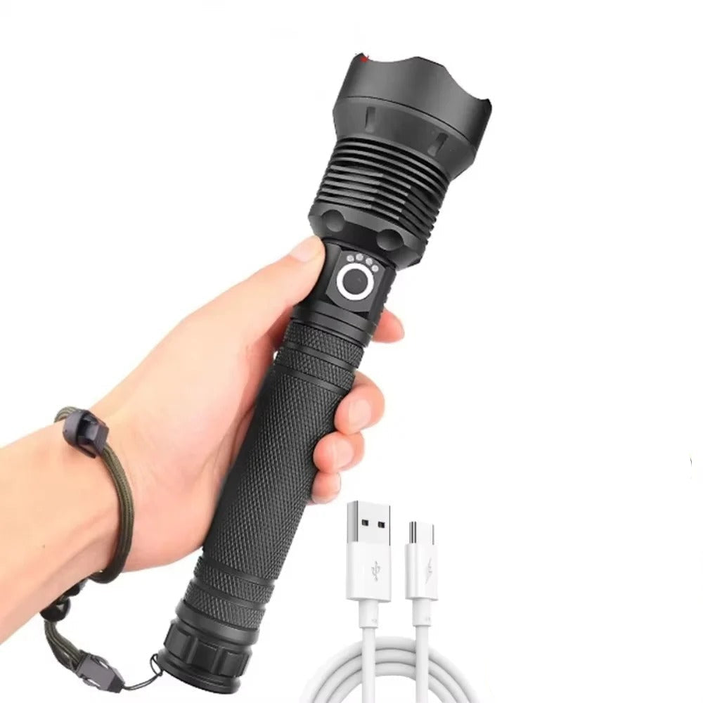 USB Rechargeable LED Flashlight with Adjustable Beam - High Lumens, Compact & Durable Design