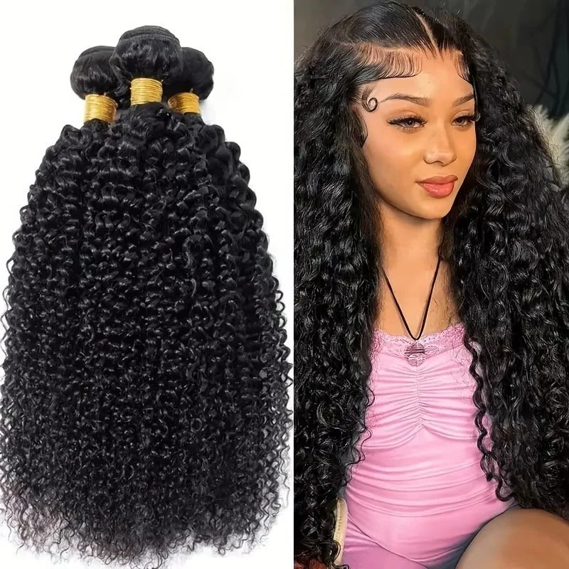 Premium Brazilian Curly & Kinky Curly Human Hair Extensions - 100% Remy, Natural Look, Versatile Styling