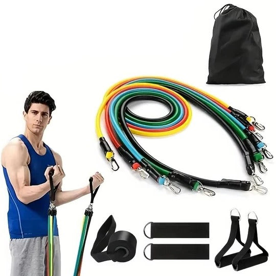 11-Piece Resistance Band Set for Home Workouts & Strength Training - Versatile Fitness Bands for Full-Body Exercise