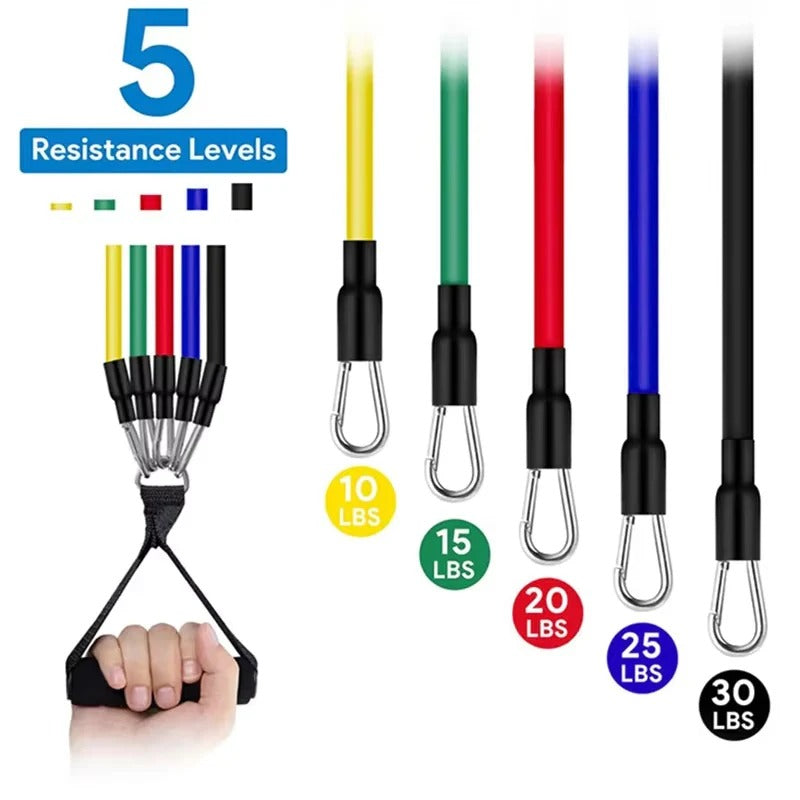 11-Piece Resistance Band Set for Home Workouts & Strength Training - Versatile Fitness Bands for Full-Body Exercise