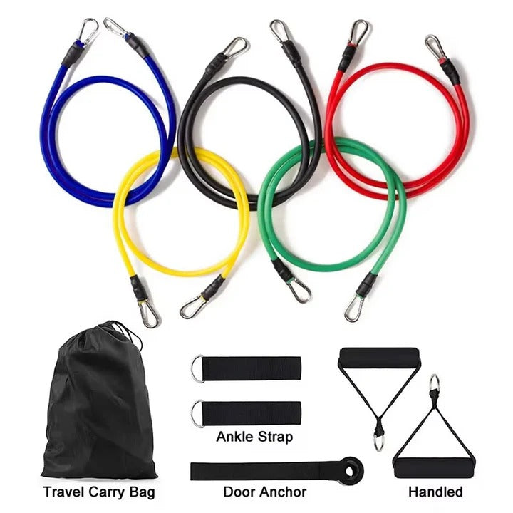 11-Piece Resistance Band Set for Home Workouts & Strength Training - Versatile Fitness Bands for Full-Body Exercise