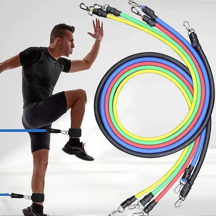 11-Piece Resistance Band Set for Home Workouts & Strength Training - Versatile Fitness Bands for Full-Body Exercise