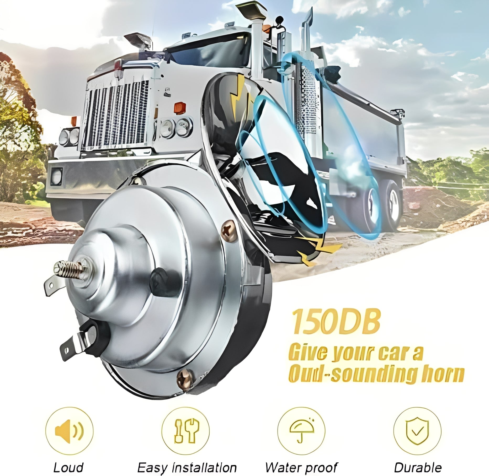 High-Performance Electric Vehicle Horn with Built-In Compressor - Loud, Durable & Easy to Install