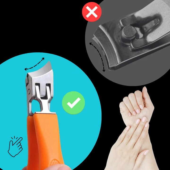 Ergonomic Wide Jaw Nail Clipper with Curved Cutting Edge - Manual Design for Precision Grooming