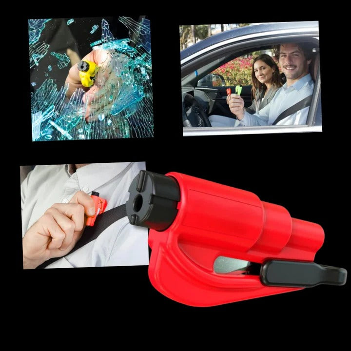 2-in-1 Portable Car Safety Tool for Tempered Windows - Emergency Breaker & Seatbelt Cutter