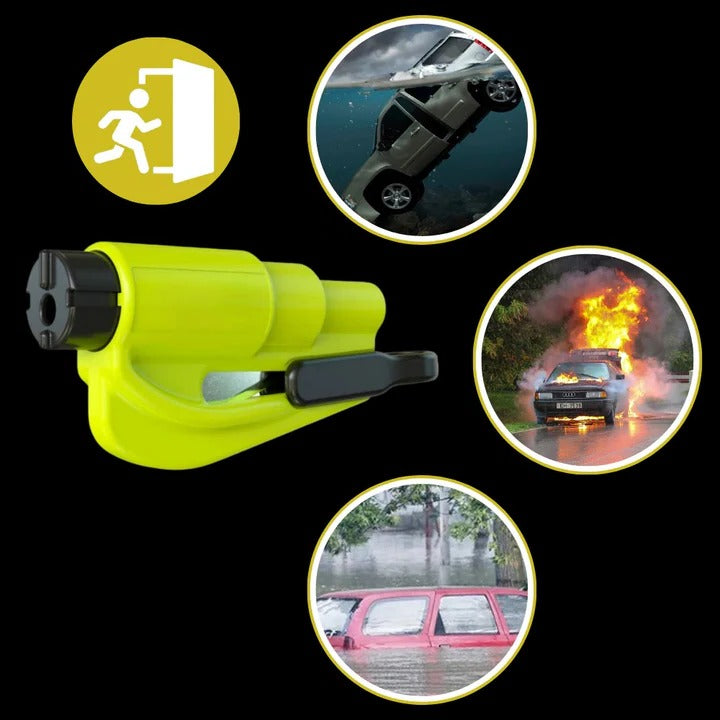 2-in-1 Portable Car Safety Tool for Tempered Windows - Emergency Breaker & Seatbelt Cutter