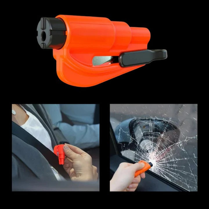 2-in-1 Portable Car Safety Tool for Tempered Windows - Emergency Breaker & Seatbelt Cutter