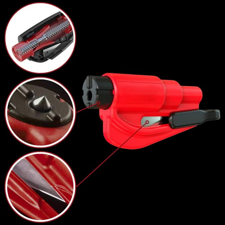 2-in-1 Portable Car Safety Tool for Tempered Windows - Emergency Breaker & Seatbelt Cutter