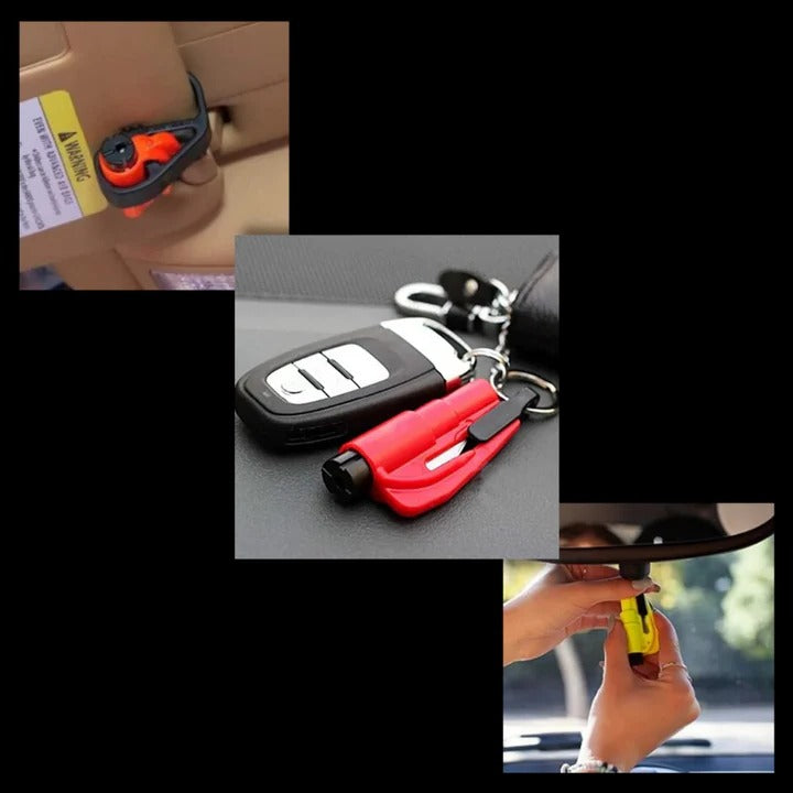 2-in-1 Portable Car Safety Tool for Tempered Windows - Emergency Breaker & Seatbelt Cutter