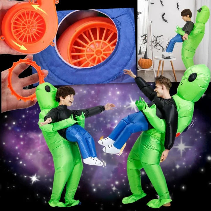 Kids Inflatable Alien Costume - Eye-Catching Optical Illusion Design for Halloween & Dress-Up Fun