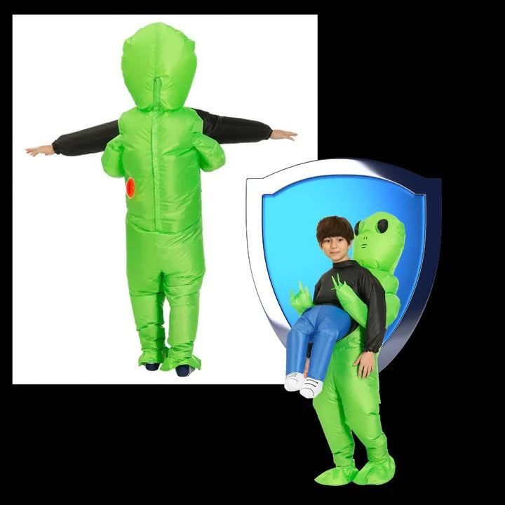 Kids Inflatable Alien Costume - Eye-Catching Optical Illusion Design for Halloween & Dress-Up Fun