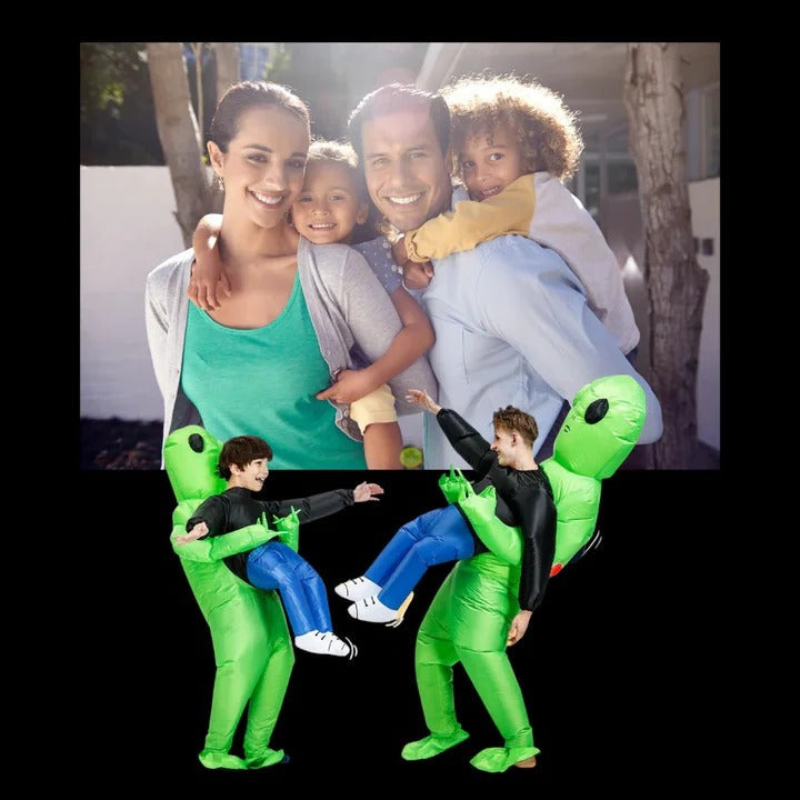 Kids Inflatable Alien Costume - Eye-Catching Optical Illusion Design for Halloween & Dress-Up Fun