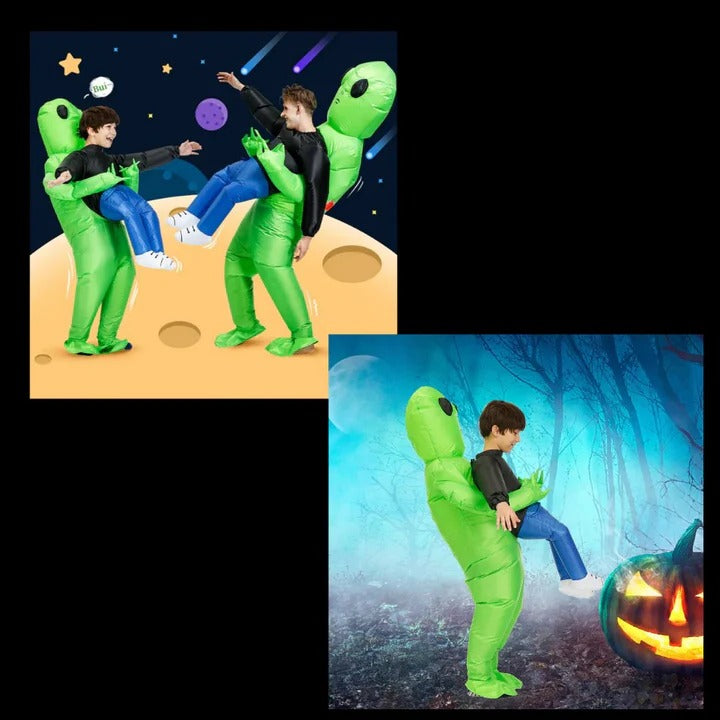 Kids Inflatable Alien Costume - Eye-Catching Optical Illusion Design for Halloween & Dress-Up Fun