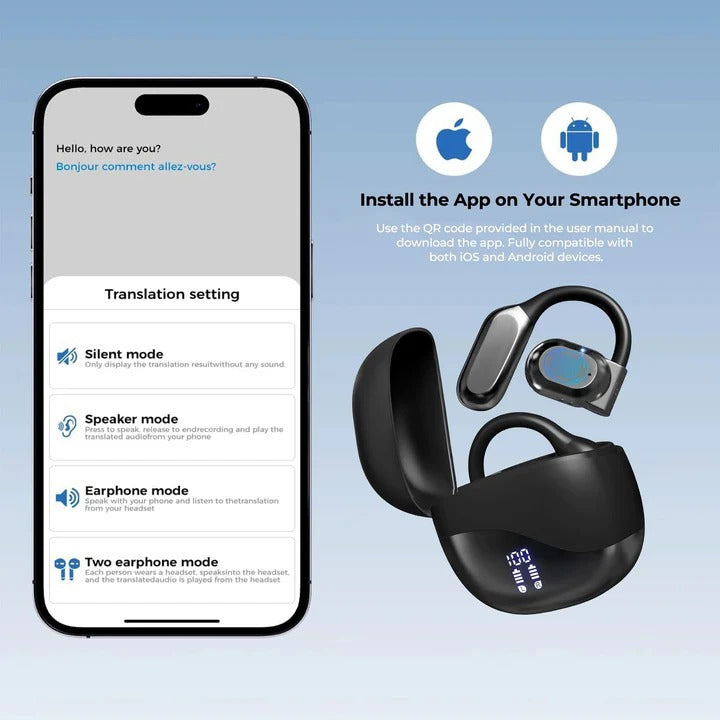 Smart Wireless Translation Headphones with App Support & High-Quality Audio