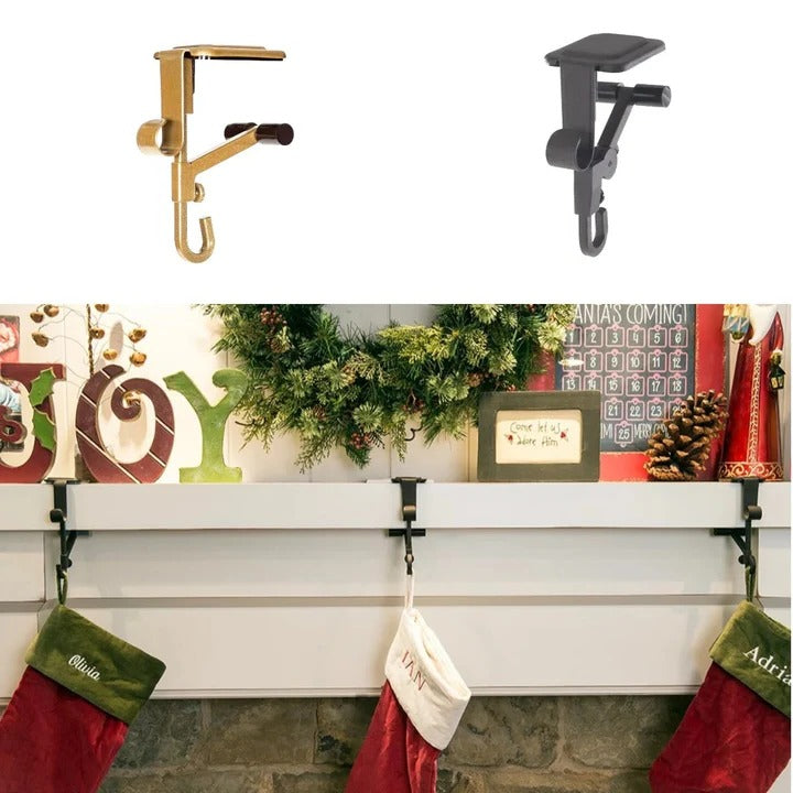 Adjustable Weighted Mantle Hook for Holiday Stockings & Greenery - Sturdy & Stylish Decoration Solution