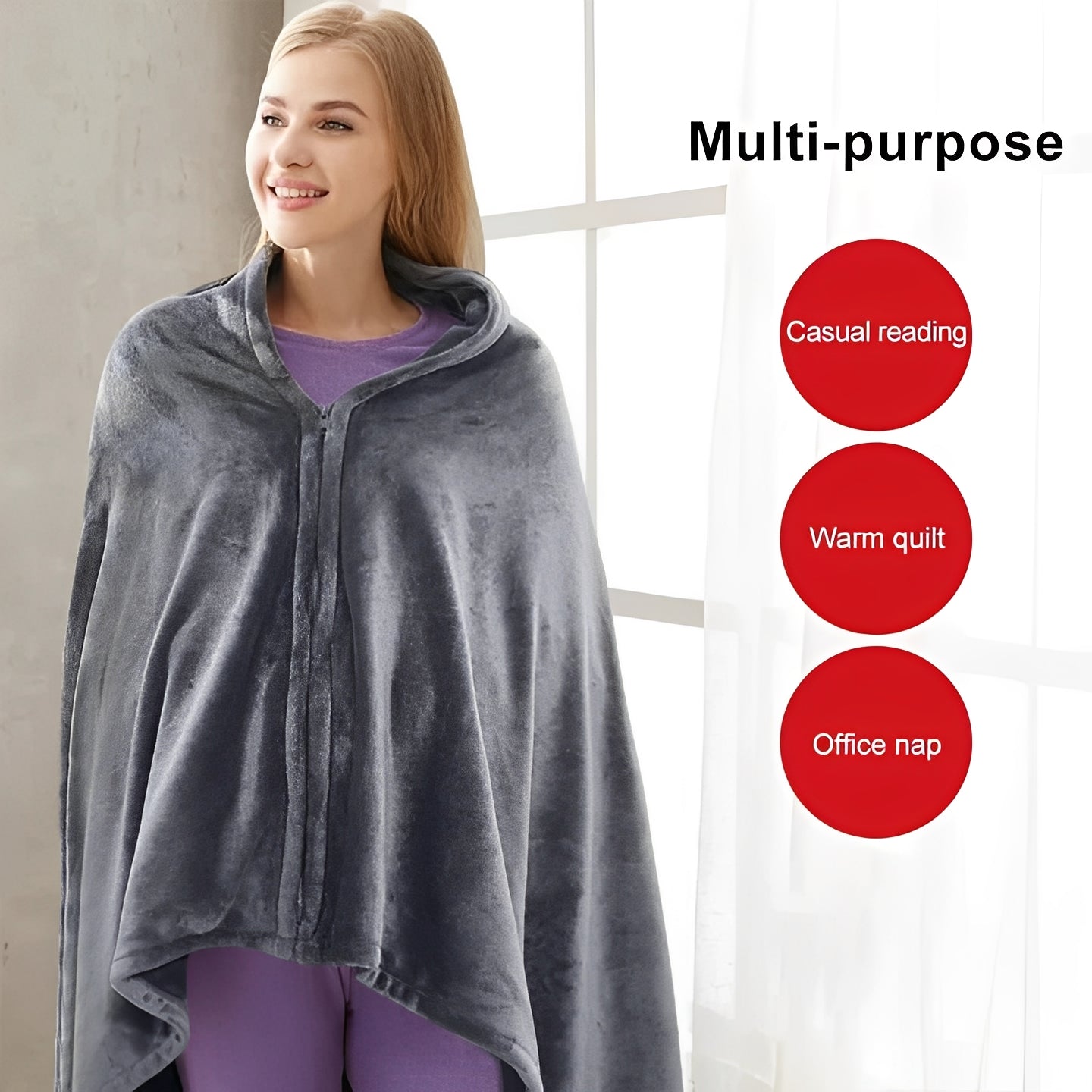 USB-Powered Plush Wearable Heating Shawl - Cozy Heated Blanket for Ultimate Comfort