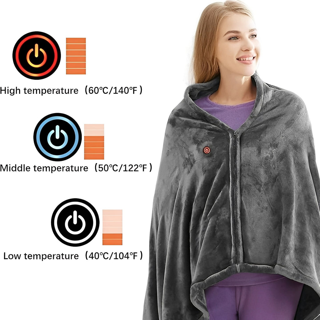 USB-Powered Plush Wearable Heating Shawl - Cozy Heated Blanket for Ultimate Comfort