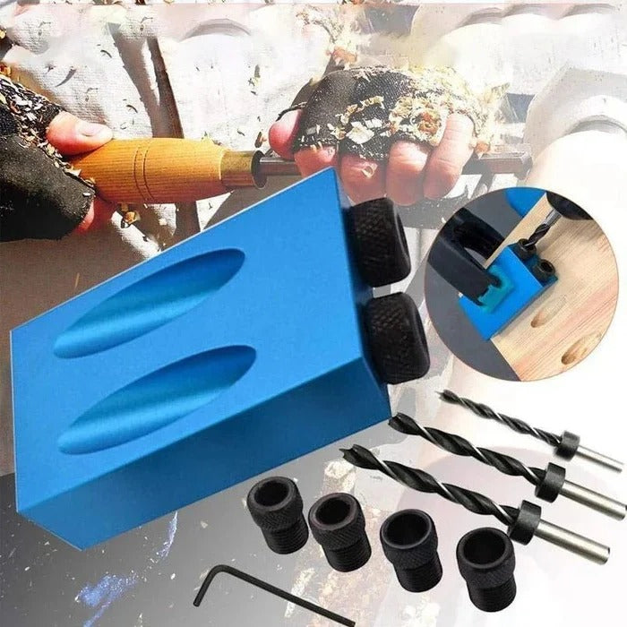 Precision Timber Drilling Guide Jig for Angled Pocket Holes – Adjustable, Durable, and Easy-to-Use Woodworking Tool