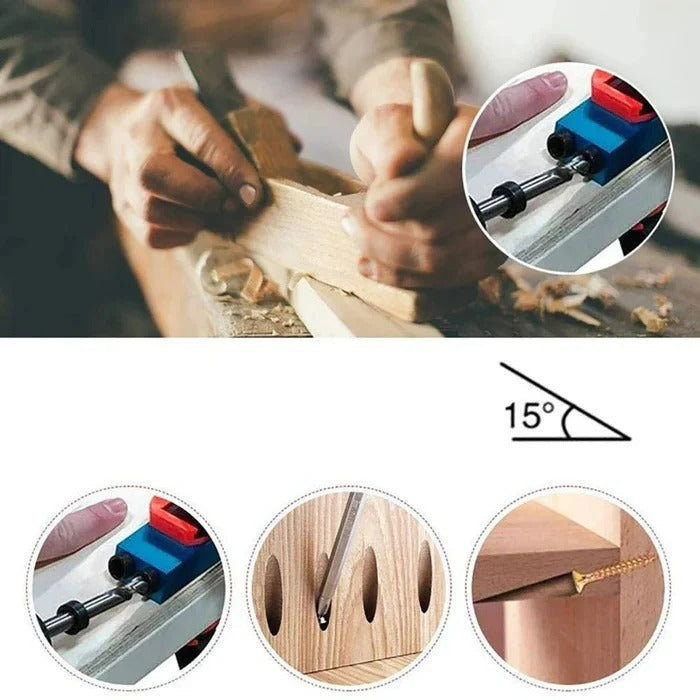 Precision Timber Drilling Guide Jig for Angled Pocket Holes – Adjustable, Durable, and Easy-to-Use Woodworking Tool