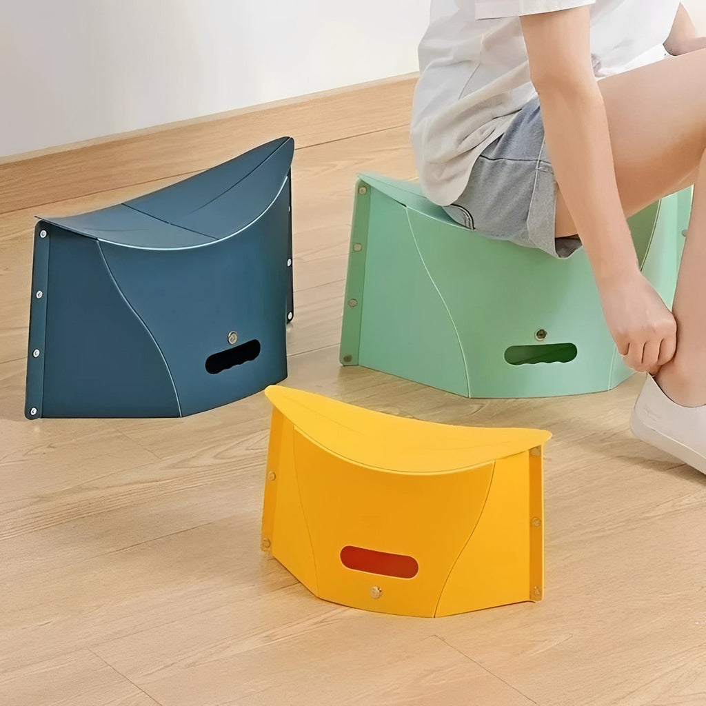 Compact Portable Folding Step Stool with Convenient Carry Handle - Lightweight & Space-Saving Design