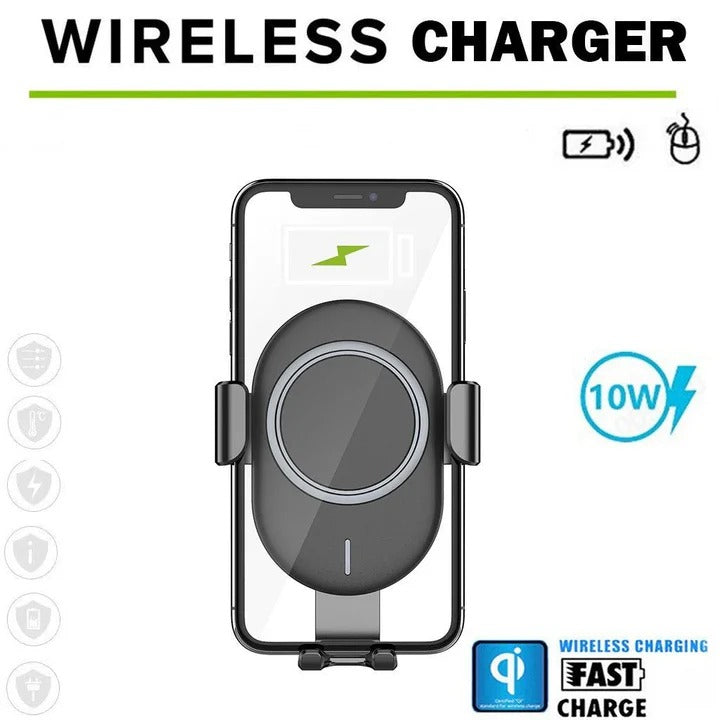 Cordless Car Phone Charger with Automatic Locking Arms – Fast Wireless Charging for All Smartphones