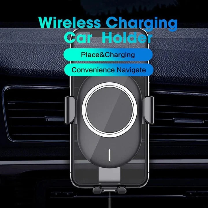 Cordless Car Phone Charger with Automatic Locking Arms – Fast Wireless Charging for All Smartphones