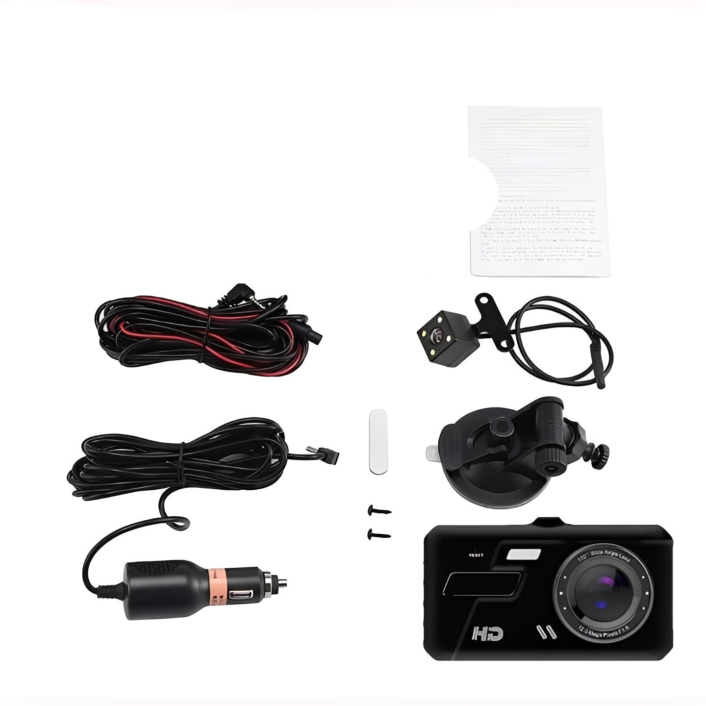 1080P Front and Rear Dash Camera for Vehicles - Dual Lens Car DVR with Night Vision & Loop Recording