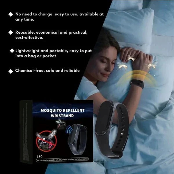 Ultrasonic Mosquito Repellent Wristband with Clip-On Design - Wearable Insect Deterrent for Outdoor Protection